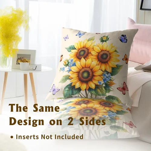 Vista 223 de Giwawa Juego de 2 fundas de almohada decorativas con diseño floral de girasol de 16 x 16 pulgadas, fundas de cojín decorativas para el hogar, sofá