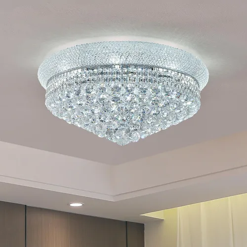 Vista 11 de Lámpara de Araña de Cristal de 3 Luces Empotrada en el Techo para Sala de Estar, Comedor, Dormitorio, Vestíbulo, Entrada, Pasillo, Armario, Baño