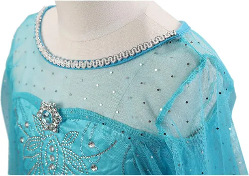 Vista 6 de Enterlife - Disfraz de princesa de lentejuelas para niñas para fiesta de cumpleaños Halloween color azul