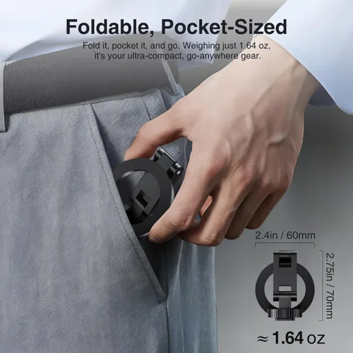 Vista 5 de elitehood Magsafe Adaptador de montaje de trípode con tornillo de 1/4 pulgadas y zapata caliente, soporte de trípode ligero y compacto para teléfono