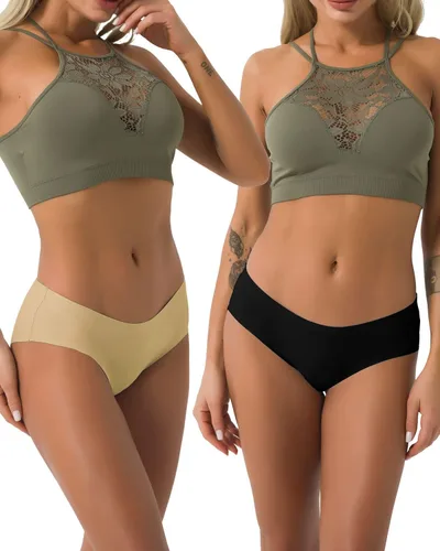 Vista 5 de Ropa interior sin costuras para mujer, ropa interior hipster, invisible, bikini suave, elástico, cintura bajaalta, paquete de 56