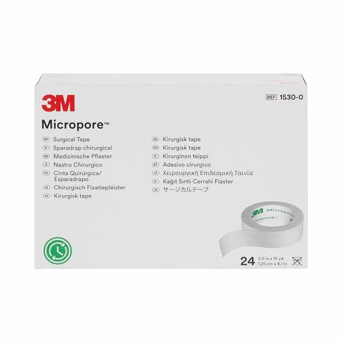 Vista 2 de 3M Cinta quirúrgica de microespuma, no estéril, blanca, 1/2 pulgada, 24 rollos Papel fácil de rasgar, 10 yardas