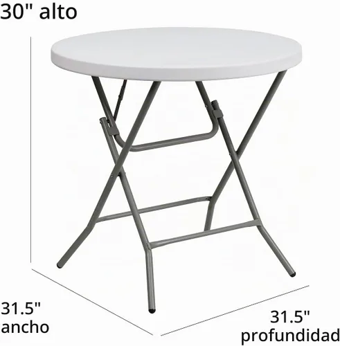 Vista 3 de Flash Furniture Elon Mesa plegable redonda de plástico blanco granito de 2.63 pies, color blanco
