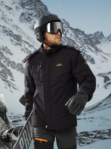 Vista 7 de TACVASEN Chaqueta de invierno para hombre, chaqueta de forro polar resistente al agua, chaqueta de esquí para nieve, chaqueta táctica militar