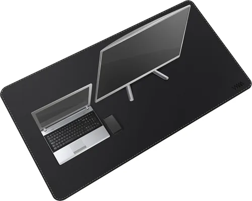 Vista 13 de Vyaaa 63" x 24" PU Leather Desk Mat, Black Large Mouse Pad Extra Large Office Desk Mat, Non-Slip Desk Blotter, Laptop Desk Pad, Waterproof Desk