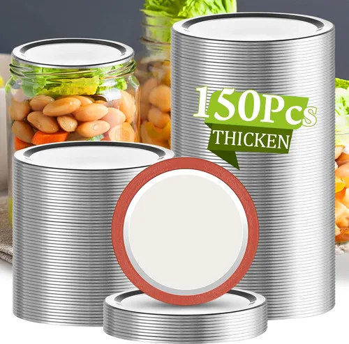 Vista 7 de Aliggbent 160 Pcs Tapas de Enlatado de Boca Regular 70MM Tapas Herméticas de Tipo Separable para Tarros Mason de Boca Regular, Tapas de Enlatado a