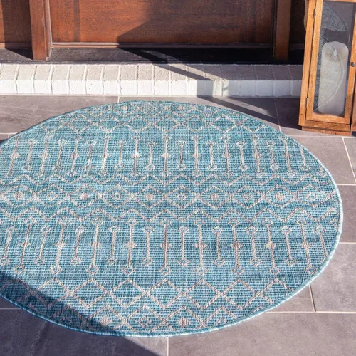 Vista 79 de Unique Loom Outdoor Trellis Collection - Alfombra de área con diseño de enrejado tribal (2 pies 2 pulgadas x 3 pies 1 pulgada, ovalada, azul/marfil)