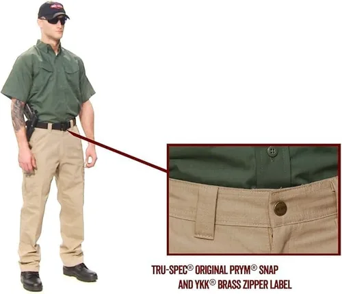 Vista 5 de Tru-Spec Pantalones de bolsillo de carga Simply Tactical para hombre de la serie 24-7, poliéster y algodón Rip-Stop