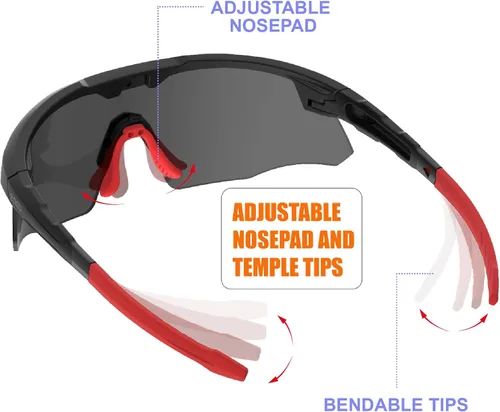 Vista 8 de Gafas de sol de béisbol pequeñas envolventes para jóvenes, niños y mujeres, para correr, ciclismo, deportes al aire libre