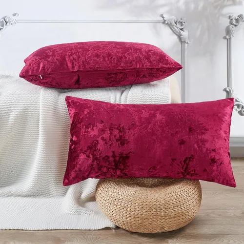 Vista 32 de Juego de 2 fundas de almohada lumbares decorativas de terciopelo abstracto de 14 x 26 pulgadas, fundas de almohada rectangulares de lujo suaves