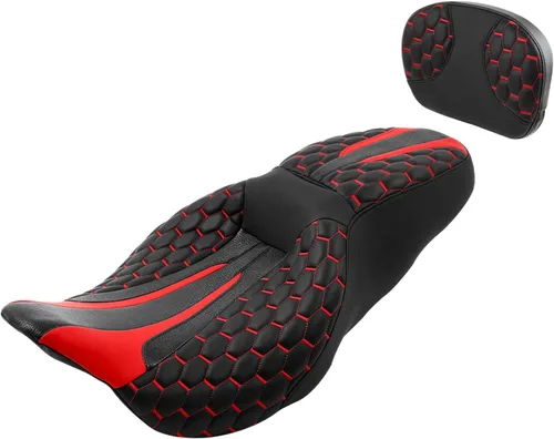 Vista 35 de Asiento de conductor, pasajero y piloto - SLMOTO Asiento de motocicleta de una pieza para 2 personas, compatible con Harley Touring Road King CVO