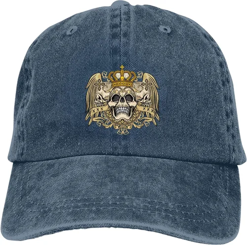 Vista 9 de Cowboy Hat Trendy Hats for Man and Women Djustable Four Season Outdoor Baseball Cap of Hell Skull with Angel Navy Blue
