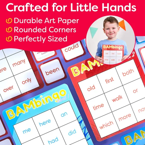 Vista 9 de Juego de bingo de palabras de vista THE BAMBINO TREE Nivel 1 y 2 - Juegos educativos para niños - Aprende a leer vocabulario para jardín de infantes