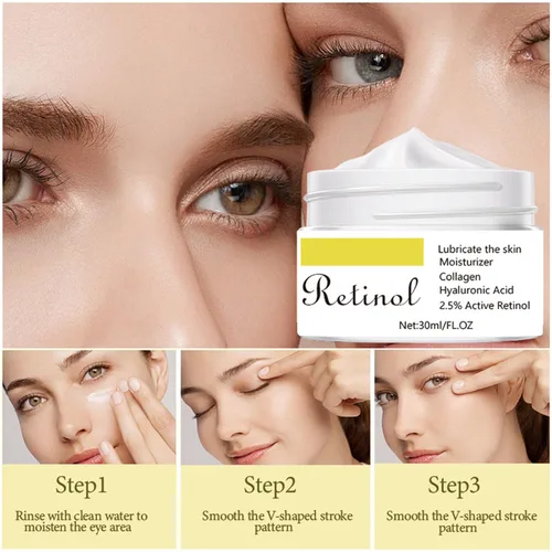 Vista 6 de Crema de retinol para la cara, crema facial de retinol con ácido hialurónico, crema nutritiva antiarrugas reparadora para el cuidado de la piel
