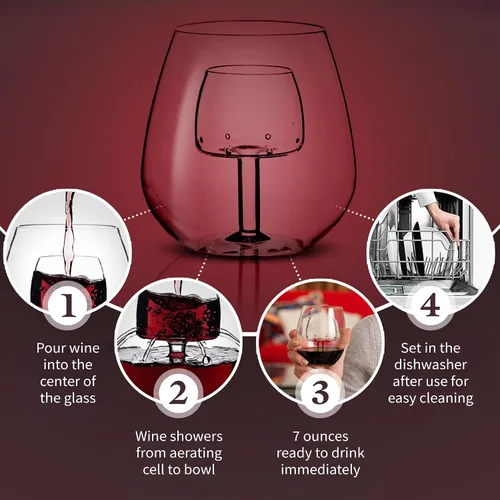 Vista 7 de Chevalier, copas de vino sin tallo para oxigenación