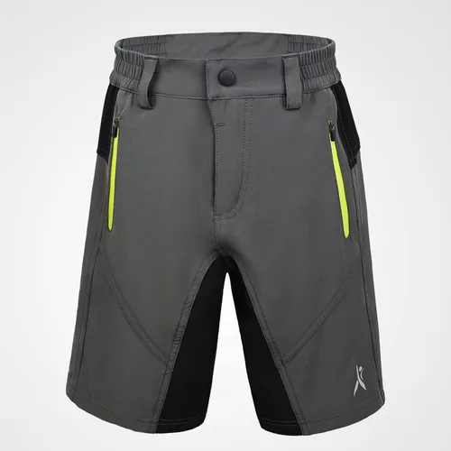 Vista 4 de Pantalones cortos de ciclismo acolchados con acolchado para niños y adolescentes, pantalones cortos de ciclismo de montaña, bolsillos con cremallera