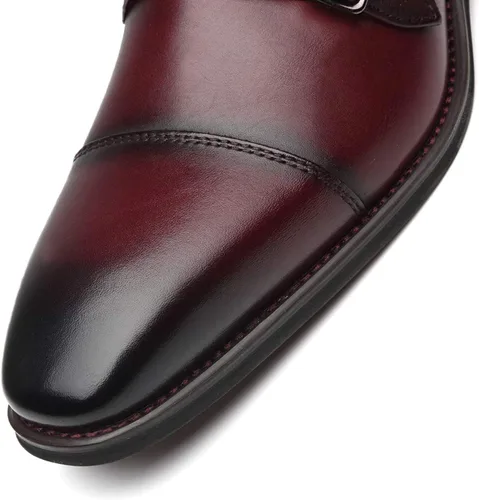 Vista 4 de La Milano Mocasines para hombre con correa doble monje sin cordones, de cuero, Oxford, formal, casual, cómodos, zapatos de vestir para hombres