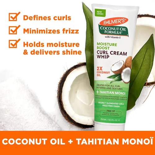 Vista 4 de Palmer's Crema de látigo para rizos con fórmula de aceite de coco, 8.5 onzas.