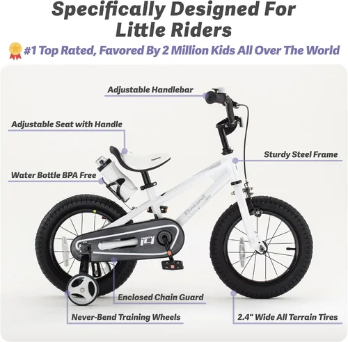Vista 2 de RoyalBaby Freestyle - Bicicleta de aprendizaje para niños pequeños de 12 pulgadas, con ruedas de entrenamiento, para niños y niñas, principiantes