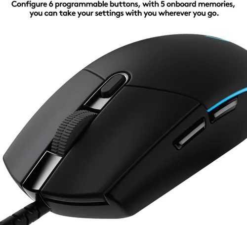 Vista 6 de Logitech G PRO - Ratón para juegos con cable, sensor Hero 16K, 16000 DPI, RGB, ultraligero, 6 botones programables, memoria integrada, construido