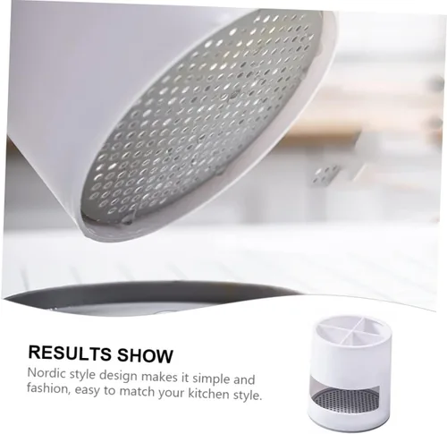 Vista 4 de SHOWERORO Soporte para palillos, almacenamiento de drenaje, caja de palillos, estante ventilado, organizador de escritorio de cocina y baño