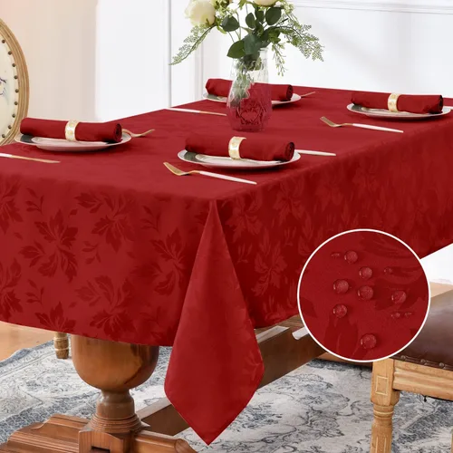 Vista 17 de Romanstile Mantel rectangular de jacquard de primavera, impermeable, diseño floral de damasco, manteles decorativos de tela pesada para cenas