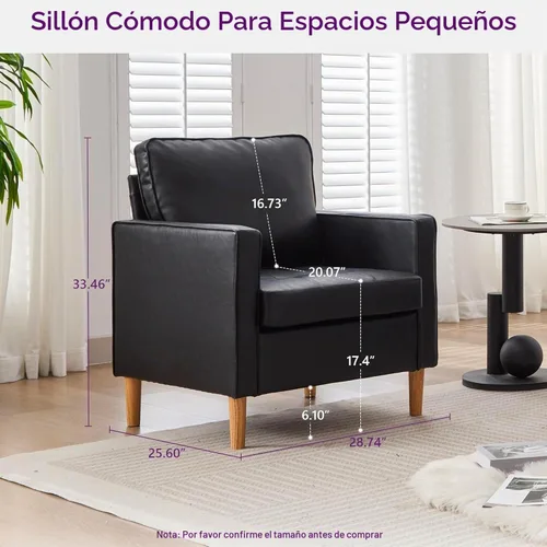 Vista 3 de Sofá pequeño de piel sintética negra, juego de 3 piezas (negro, 3)
