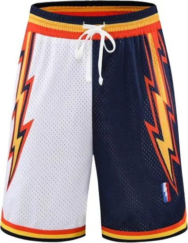 Vista 2 de BOOMLEMON Pantalones cortos de baloncesto para hombre, pantalones cortos de entrenamiento de gimnasio, pantalones cortos deportivos de malla