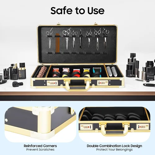 Vista 2 de Herramienta de peluquería Estuche de viaje para peluquería Clipper Trimmer Holder Caja organizadora Caja de herramientas con cerradura, kit de corte