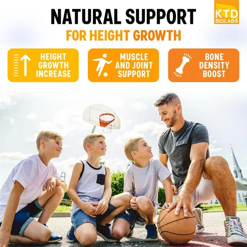 Vista 3 de Cápsulas de apoyo para el crecimiento de la altura para niños – Fórmula de desarrollo diario con calcio, vitamina D3 y zinc – Apoyo óseo
