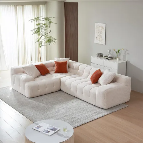 Vista 4 de Sofá modular en forma de L con diván, moderno sofá modular con asiento profundo, sofás tapizados para sala de estar y dormitorio, no requiere montaje