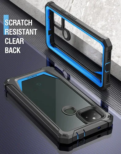 Vista 5 de Poetic Guardian Series - Funda diseñada para Google Pixel 5A 5G, híbrida de cuerpo completo, a prueba de golpes, con protector de pantalla Azul