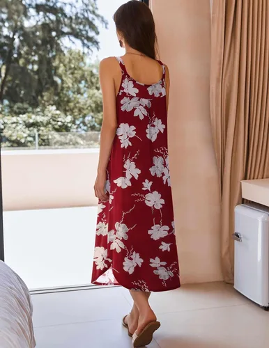 Vista 5 de Ekouaer Camisón largo sin mangas para mujer, camisón suave, camisón para dormir, ropa de dormir, vestidos de descanso