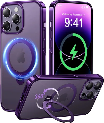 Vista 20 de CASEKOO Funda plateada brillante para iPhone 17 Pro con soporte magnético giratorio de 360 grados [compatible con MagSafe]
