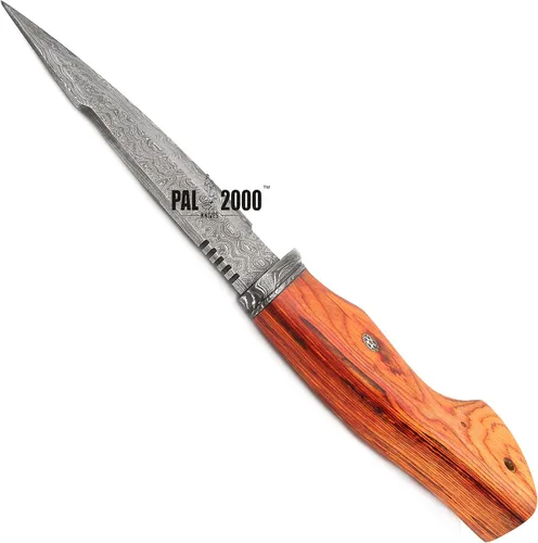 Vista 9 de PAL 2000 KNIVES Cuchillo de caza hecho a mano de acero de Damasco de 10 pulgadas - Mango de madera con funda 2060