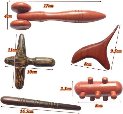 Vista 3 de Reflexology - Masajeador tailandés tradicional de madera para cuerpo completo, gancho para espalda, spa, cara, terapia Gua Sha, herramienta