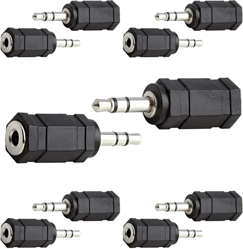 Vista 7 de Cmple - [Paquete de 10] Adaptador de audio para avión dual de 0.138 in macho a 0.138 in hembra, adaptador de audio estéreo para auriculares de vuelo