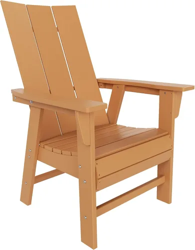 Vista 12 de HDPE Shoreside Modern Curveback Adirondack Silla de comedor, color negro