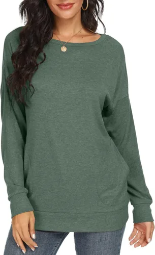 Vista 2 de YSYOKOW Women Long Sleeve Shirts Casual Tops Dressy Blouses Fashion Tunic with Pockets