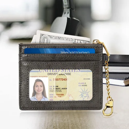 Vista 49 de SEAVILIA Tarjetero llavero cartera para mujer con ventana de identificación RFID monedero regalo abeja delgada minimalista pequeña cartera