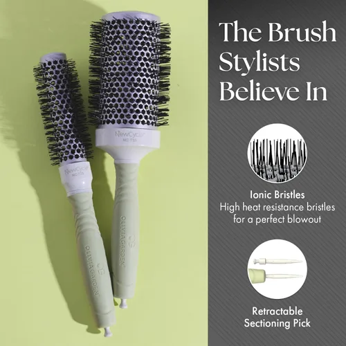 Vista 4 de Olivia Garden NewCycle Round Thermal Hair Brush (not Electrical) with Ceramic Barrel, Ionic Technology and Made from 100% Recycled