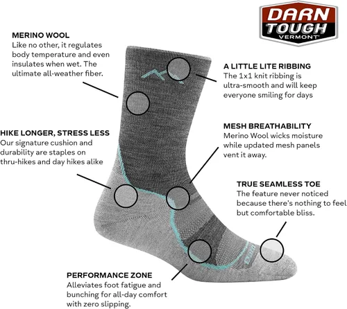 Vista 2 de Darn Tough Vermont Women's Hiker Micro Crew Light Cushion