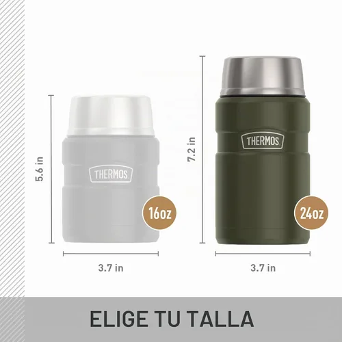 Vista 6 de THERMOS Stainless King - Tarro de alimentos aislado al vacío, 24 onzas, verde militar