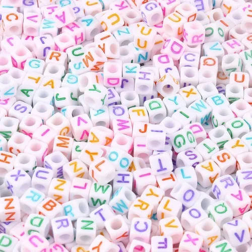 Vista 9 de 900 cuentas acrílicas doradas de letras del alfabeto, letras coloridas del alfabeto, cuentas de cubo negro para pulseras de la amistad y regalos