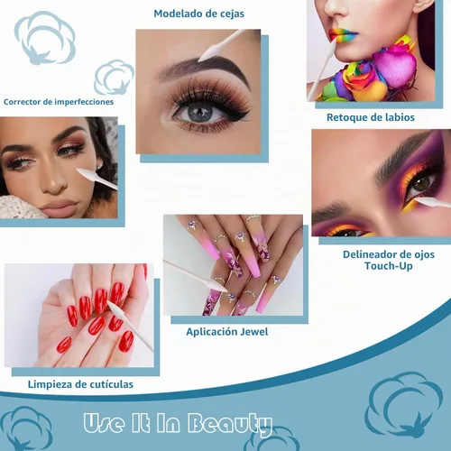 Vista 5 de Hisopos de algodón de punta de precisión/brotes de algodón de doble punta para maquillaje 800pcs