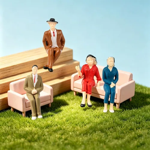 Vista 4 de Mini figuras de personas a escala 1:25, modelo pintado, paquete de 14