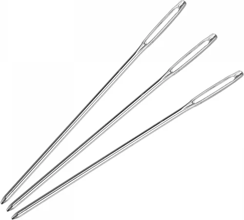 Vista 6 de uxcell Agujas de coser rectas largas bordadas agujas de rebordear acero inoxidable 1.89 pulgadas 25pcs