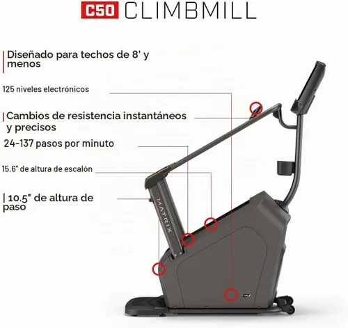 Vista 2 de Matrix Fitness C50 Climbmill, Low Ceiling Design and Exact Force Brake