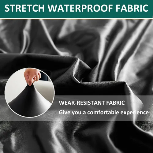 Vista 3 de Fundas de cojín impermeables para sofá, funda de cojín elástica de piel sintética para sofá en forma de L, protector de muebles para sala de estar
