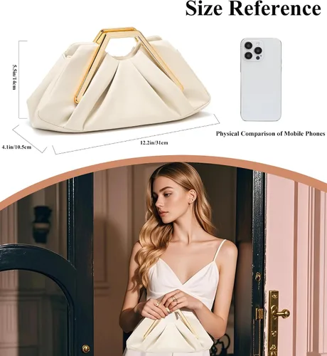 Vista 2 de myfriday Elegante bolso de mano fruncido para mujer, bolso de noche suave para boda, fiesta de graduación, eventos formales